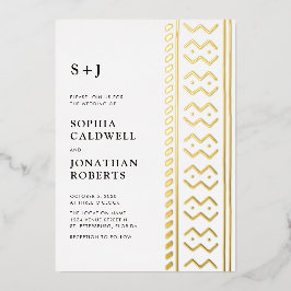 Invitación Con Relieve Metalizado Todos en un moderno Boda de monograma boho