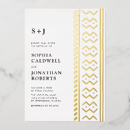 Invitación Con Relieve Metalizado Todos en un moderno Boda de monograma boho