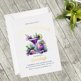 Invitación Con Relieve Metalizado Tonos morados: un batiburrillo de cumpleaños azul-