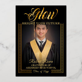 Invitación Con Relieve Metalizado Toque dorado Ilumina tu futuro