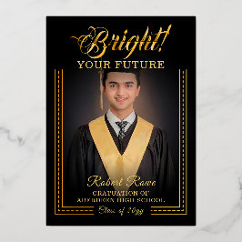 Invitación Con Relieve Metalizado Toque dorado Ilumina tu futuro.