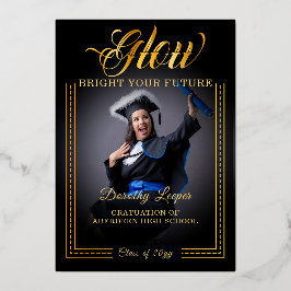 Invitación Con Relieve Metalizado Toque dorado Ilumina tu futuro