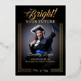 Invitación Con Relieve Metalizado Toque dorado Ilumina tu futuro.