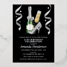 Invitación Con Relieve Metalizado Toros plateados y cumpleaños de las mujeres de Cha