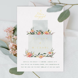 Invitación Con Relieve Metalizado Torta de Compromiso Fiesta de Compromiso