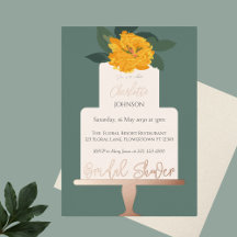 Torta Floral Moderna Amarilla Ducha de Novia Dorad