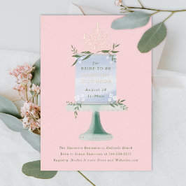 Invitación Con Relieve Metalizado Torta Postre Rubor Rosa Despedida de Soltera