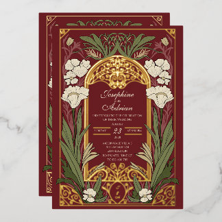 Invitación Con Relieve Metalizado Trabajos de hierro antiguos y Art Nouveau | Colore