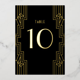 Invitación Con Relieve Metalizado Trabajos de hierro Art Déco en negro y dorado para