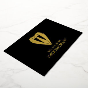 Invitación Con Relieve Metalizado Traje de Boda Dorado Personalizado Propuesta de Pa