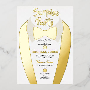 Invitación Con Relieve Metalizado Traje de esmoquin con lámina de oro para hombre so