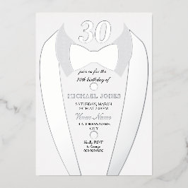 Invitación Con Relieve Metalizado Traje de esmoquin con lámina de plata para hombre