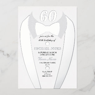 Invitación Con Relieve Metalizado Traje de esmoquin con lámina de plata para hombre