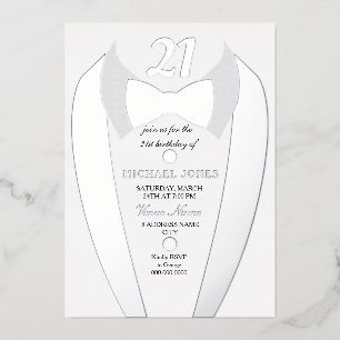 Invitación Con Relieve Metalizado Traje de esmoquin de papel de plata para hombre Cu