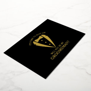 Invitación Con Relieve Metalizado Traje de Esmoquin Dorado Personalizado Propuesta p