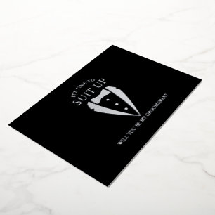 Invitación Con Relieve Metalizado Traje de Esmoquin Plateado Personalizado Propuesta