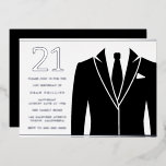 Invitación Con Relieve Metalizado Traje Negro y Corbata Cumpleaños 21 Fiesta Plata R<br><div class="desc">Invitación de Cumpleaños 21 Traje Negro y Corbata Fiesta Plata Real Foil

Rosa Polvoriento

Ver otras invitaciones en nuestra Tienda Niche and Nest</div>