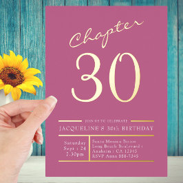 Invitación Con Relieve Metalizado Treinta Fiesta Oro Rosa 30 cumpleaños