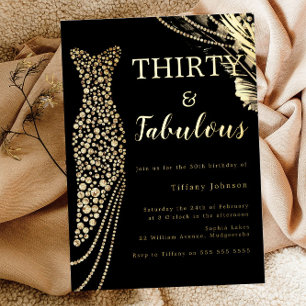 Invitación Con Relieve Metalizado Treinta y fabulosa vestimenta de oro elegante 30 c