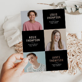 Invitación Con Relieve Metalizado Triple foto 3 Grad Rosa Gold Graduation Party