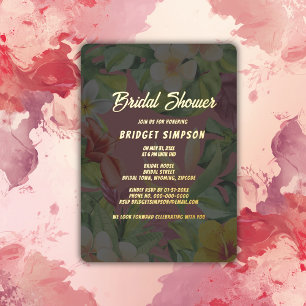 Invitación Con Relieve Metalizado tropical colorido hibisco hawaiano verano nupcial