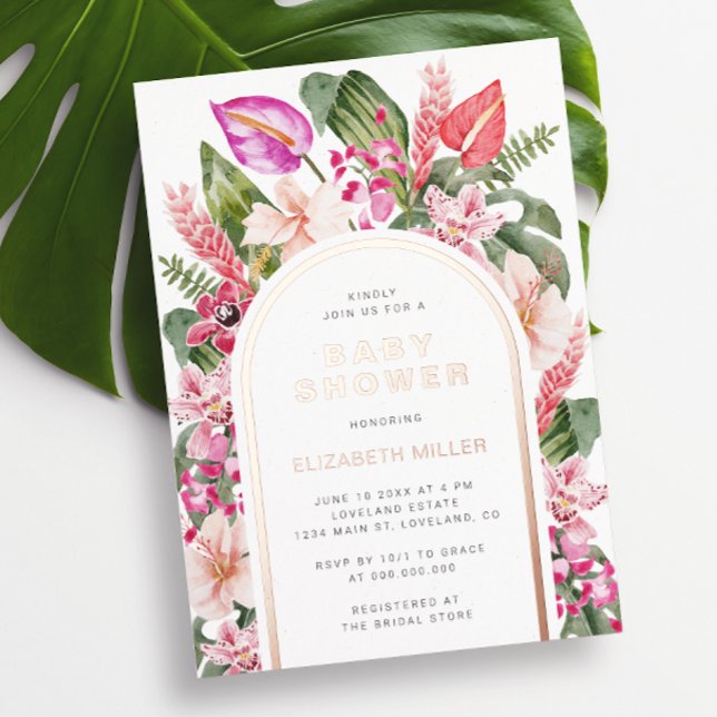 Invitación Con Relieve Metalizado Tropical Fiesta de Bebé (Subido por el creador)