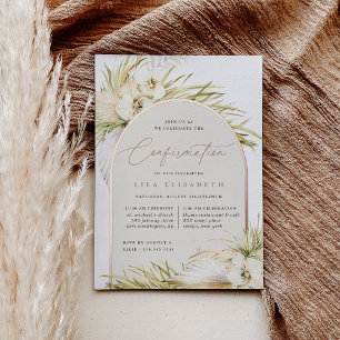 Invitación Con Relieve Metalizado Tropico Vintage Confirmación