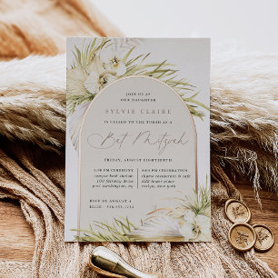 Invitación Con Relieve Metalizado Trópicos de época   Bat Mitzvah