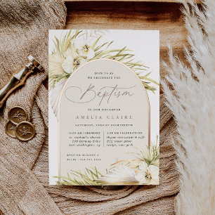 Invitación Con Relieve Metalizado Trópicos de época Bautismo