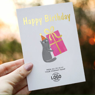 Invitación Con Relieve Metalizado Tu Logo Gato Lindo Regalo Grande Rosa Negocio Cump