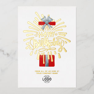 Invitación Con Relieve Metalizado Tu logotipo caja de regalo roja fuegos artificiale
