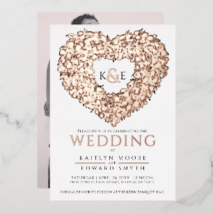 Invitación Con Relieve Metalizado Tulipanes nupciales de primavera dibujando oro neg