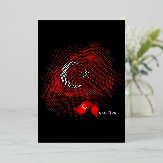 Invitación Con Relieve Metalizado Turkey flag (Anverso de pie)