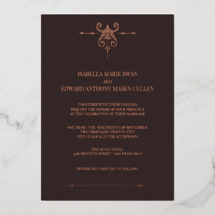 Invitación Con Relieve Metalizado Twilight Dark Bella y Edward Boda