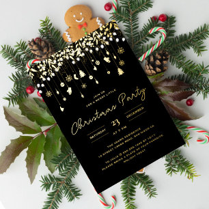 Invitación Con Relieve Metalizado Twinkle Lamplight Fiesta Navideña Moderna Nocturna