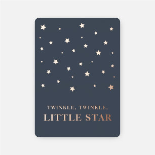 Invitación Con Relieve Metalizado Twinkle Little Star Navy Blue Boy Baby Shower