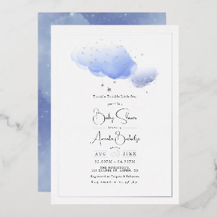 Invitación Con Relieve Metalizado Twinkle Twinkle Little Star Baby Shower