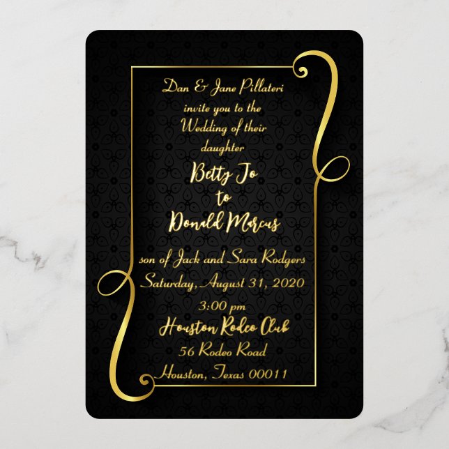Invitación Con Relieve Metalizado Twirling Together Relieve metalizado Wedding Invit (Anverso)