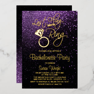 Invitación Con Relieve Metalizado Última aventura antes del anillo de soltera Morado