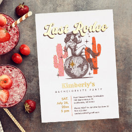Invitación Con Relieve Metalizado Última fiesta de Bachelorette de Rodeo Gold Retro