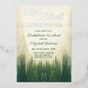 Invitación Con Relieve Metalizado Último rastro antes de la despedida de soltera con