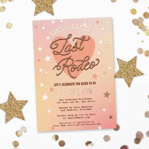 Invitación Con Relieve Metalizado Último Rodeo Retro Brillante Despedida de Soltera