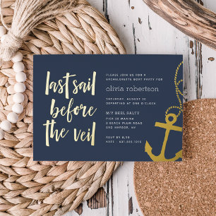 Invitación Con Relieve Metalizado Último viaje en barco antes de la despedida de sol