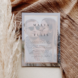 Invitación Con Relieve Metalizado Ultra mínimo | Boda de superposición fotográfica