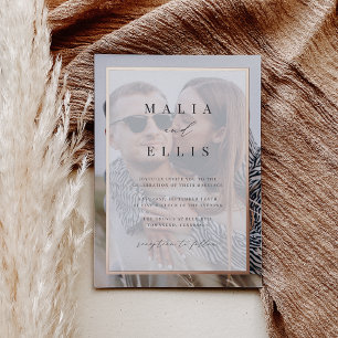 Invitación Con Relieve Metalizado Ultra mínimo   Boda de superposición fotográfica