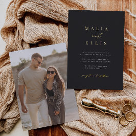 Invitación Con Relieve Metalizado Ultra mínimo | Boda fotográfico de acentos caligrá