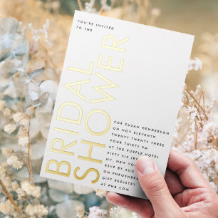 Invitación Con Relieve Metalizado Ultra negro moderno nombre personalizado ducha de 