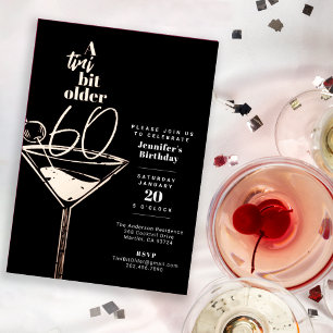 Invitación Con Relieve Metalizado Un Fiesta de cócteles Tini bit Olde 60 cumpleaños