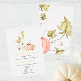 Invitación Con Relieve Metalizado Un poco de calabaza el primer cumpleaños