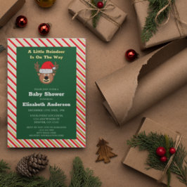 Invitación Con Relieve Metalizado Un Poco De Reno Está En Camino De Baby Shower